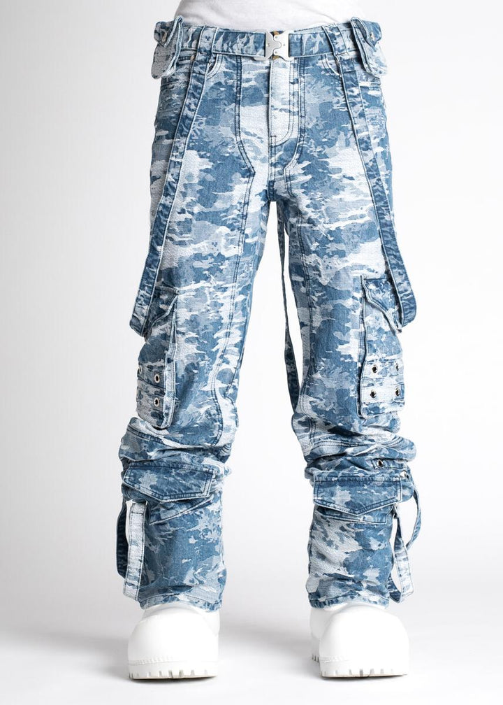 AQUA BLUE DISTRESSED RAVER PREMIUM DENIM (GUAPI)