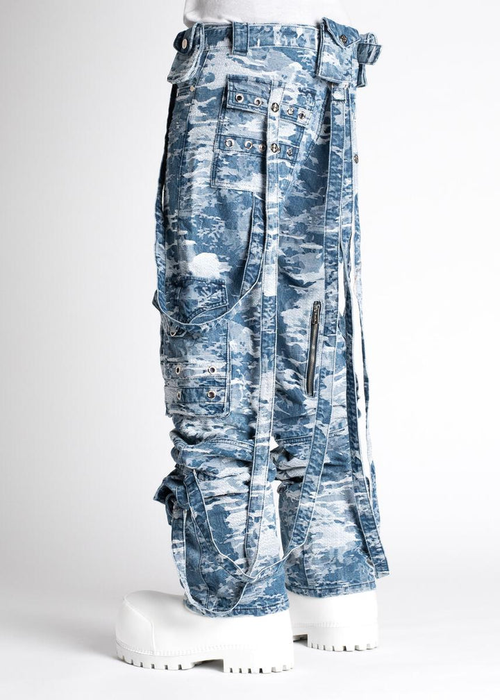 AQUA BLUE DISTRESSED RAVER PREMIUM DENIM (GUAPI)