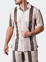 SHIRT SS STRIPES CREAM & WHITE
